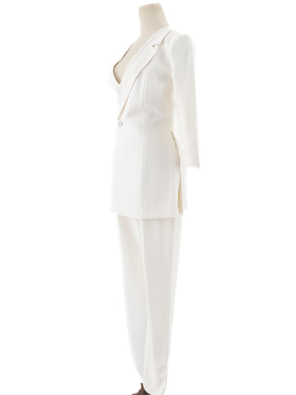 NEW Elisabetta Franchi White Asymmetrical Jumpsuit Size L