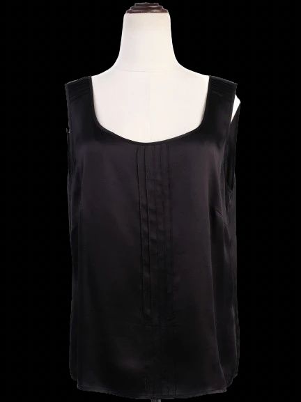 excellent escada black silk sleeveless blouse size m