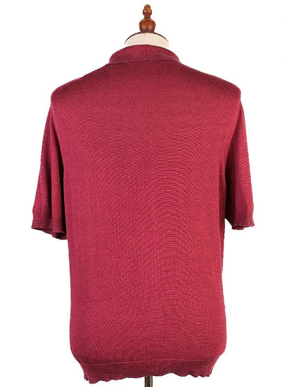 Excellent Castello d'Oro Red Cotton Sweater Size L Short Sleeve