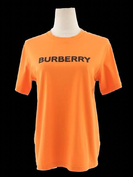 excellent burberry orange t-shirt women size s cotton