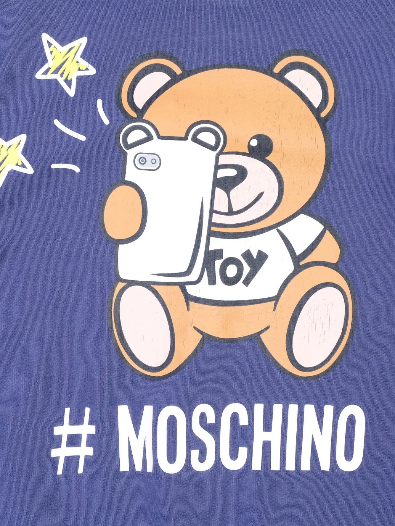 excellent moschino kids blue cotton sweatshirt size 8 with bear graphic