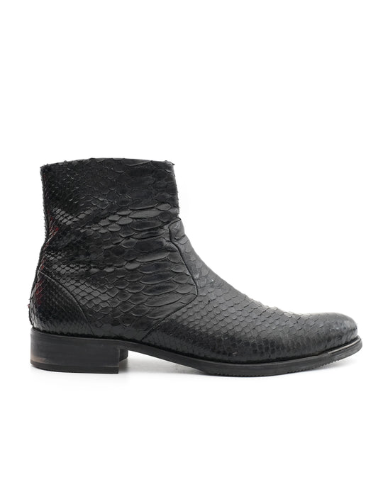 Baldinini Black Leather Snake Skin Boots Size 43 Excellent Condition