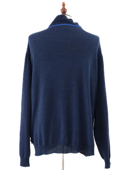 Excellent Armani Collezioni Dark Blue & Black Wool Cardigan Size XL