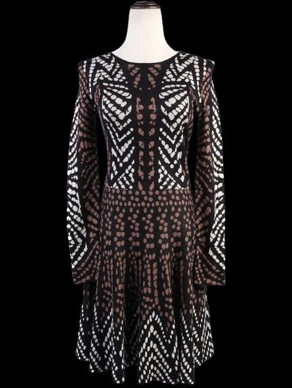 BCBGMaxazria Women's XS Silk Geometric Pattern Dress Excellent Condition