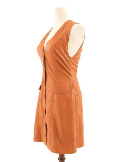Excellent Nanushka Orange Polyurethane Dress Size XS