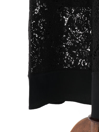Excellent Marella Black Wool Dress with Lace Detailing Size N/A
