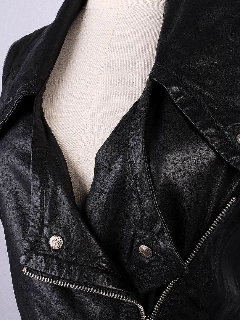 average just cavalli black leather jacket size xxs - women