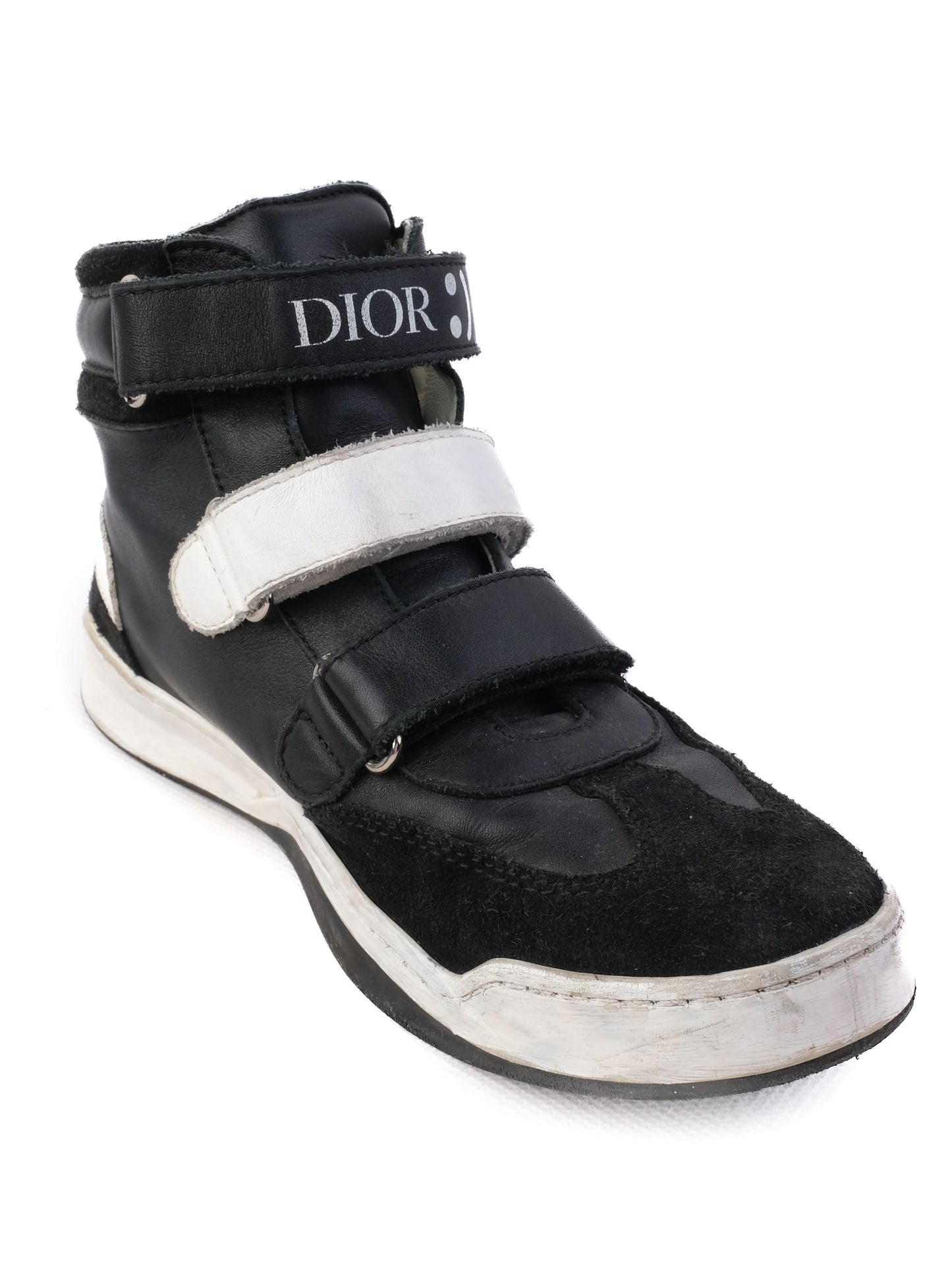 excellent dior black leather high-top sneakers size 34 for kids