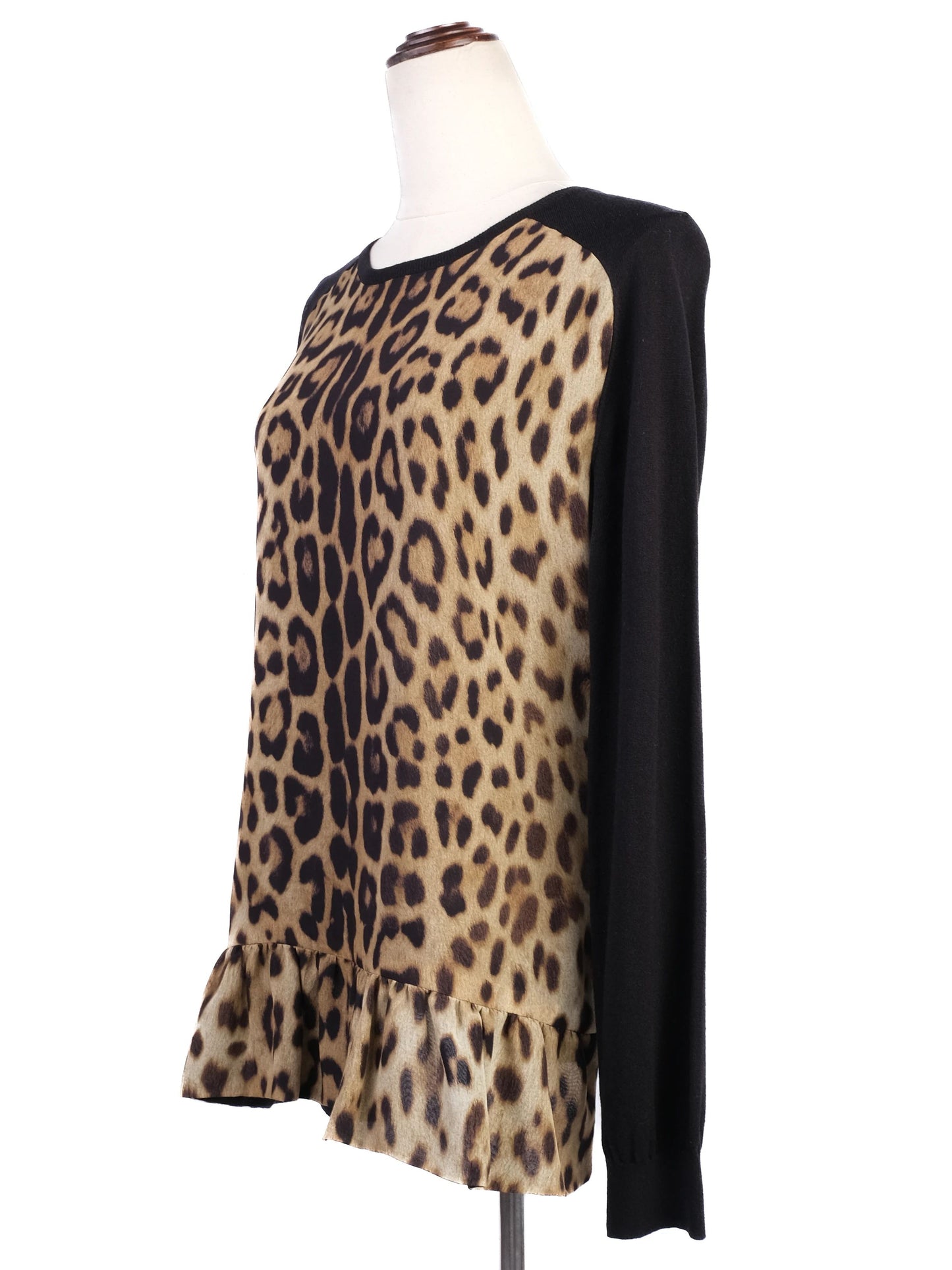 excellent moschino women's long sleeve leopard print silk top size l