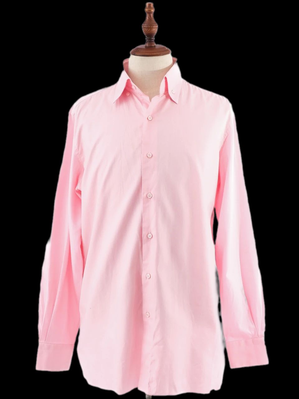 excellent feru men's long sleeve pink cotton button-up shirt size l