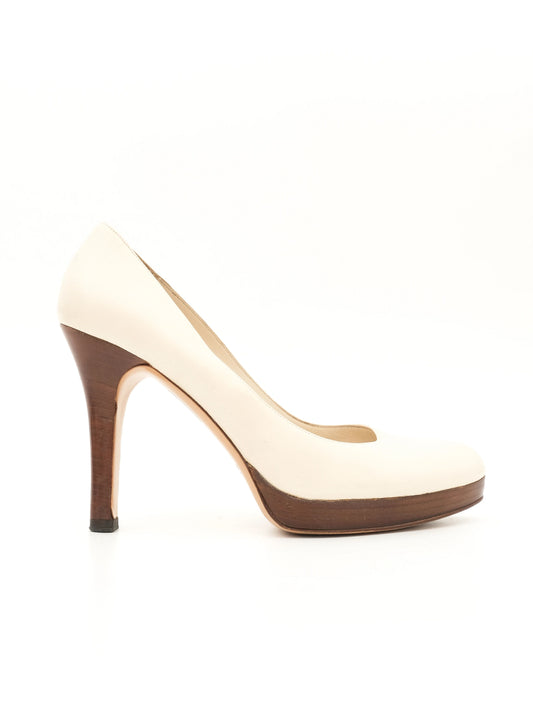 Excellent Gucci White Leather High-Heeled Pumps Size 40