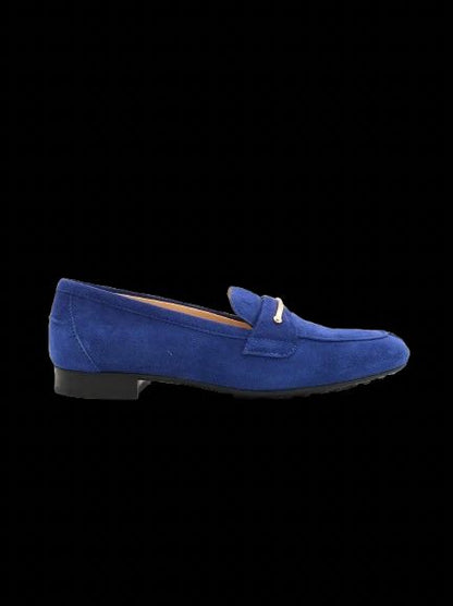 Perfect Tod's Blue Suede Loafers with Metal Accent Size 35