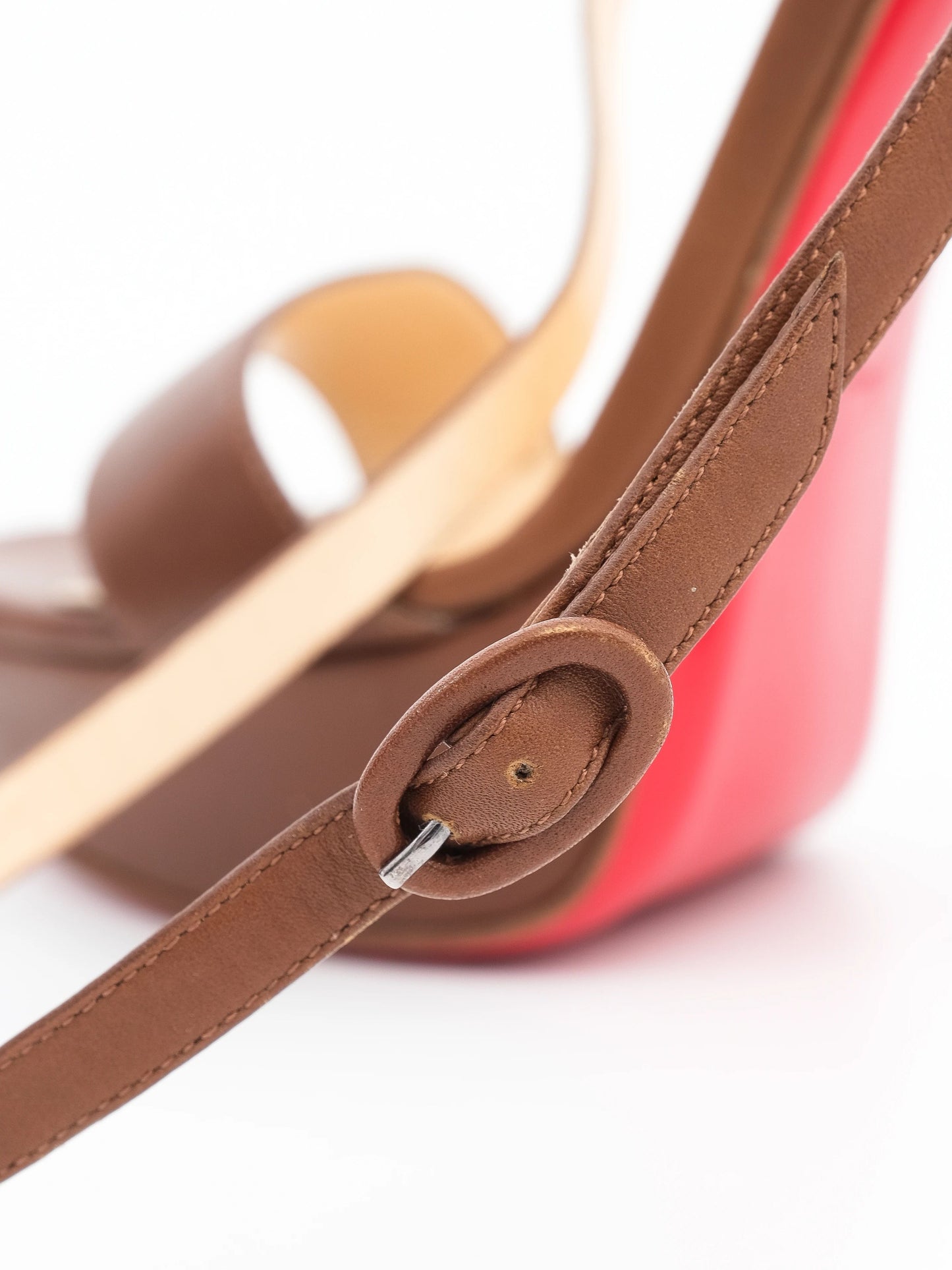 excellent christian louboutin orange leather high-heeled sandals size 40