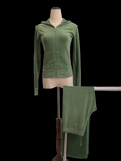 Excellent Juicy Couture Green Velour Tracksuit Size S for Women
