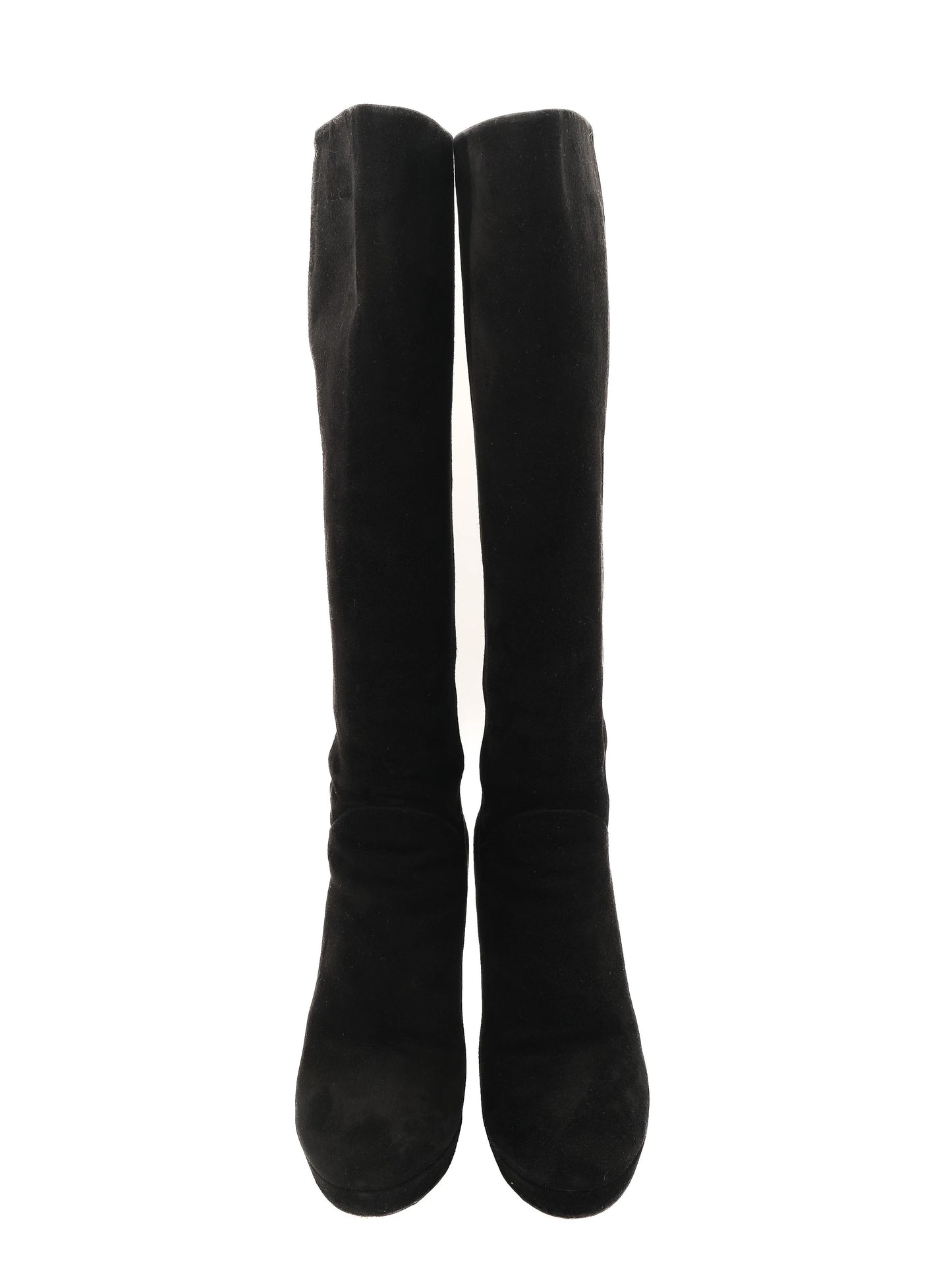 gucci black genuine suede knee-high stiletto boots size 36