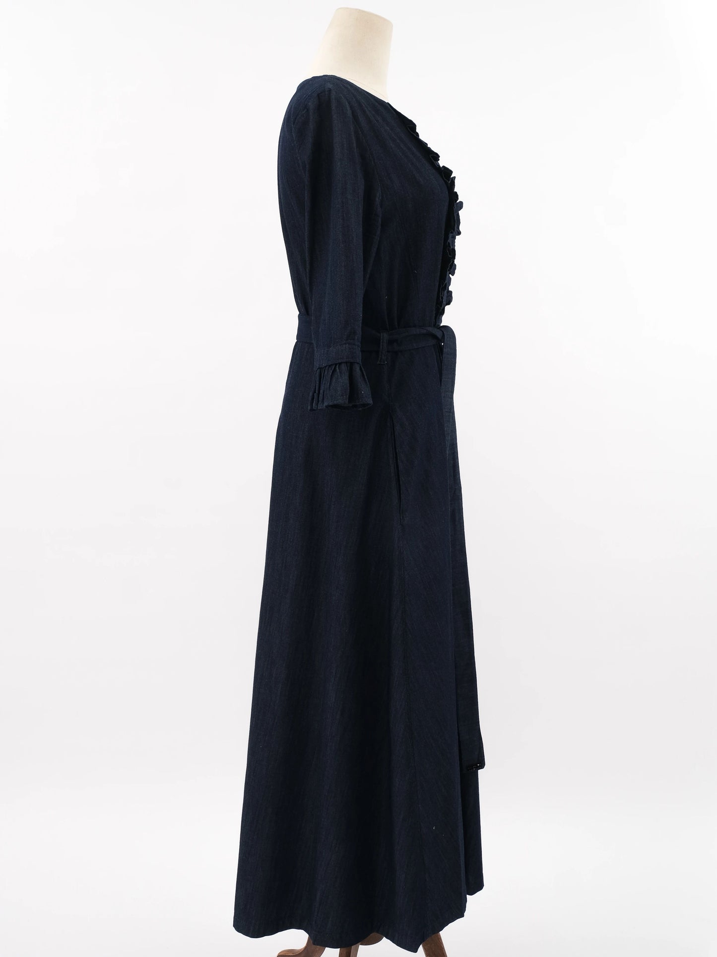 excellent max mara blue cotton long sleeve dress size l