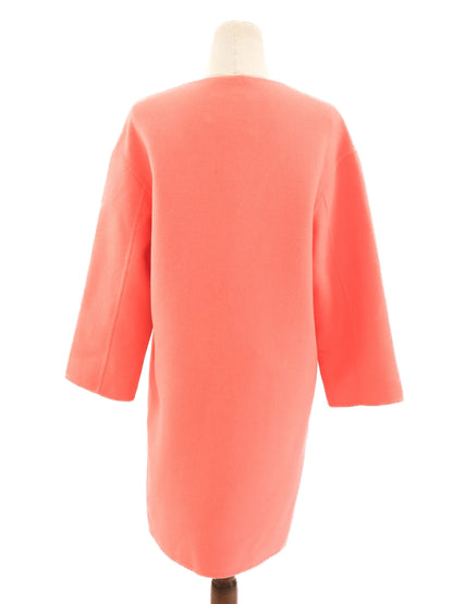 Excellent Prada Pink Wool Coat Medium with Stand-Up Collar