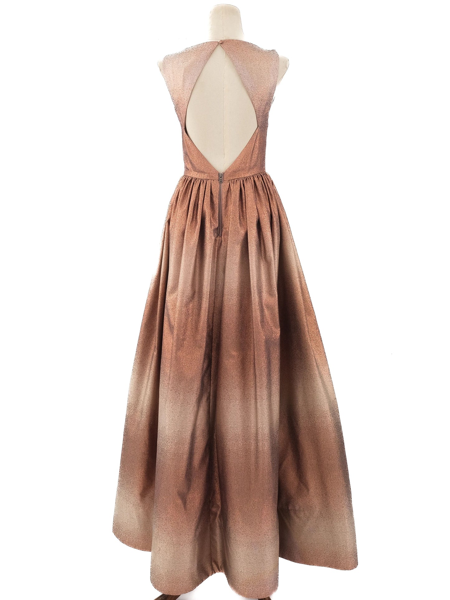 excellent alice+olivia orange sleeveless gown size l polyester