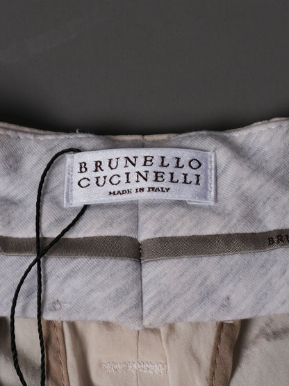 Excellent Brunello Cucinelli White Silk Pants Size XL Relaxed Fit