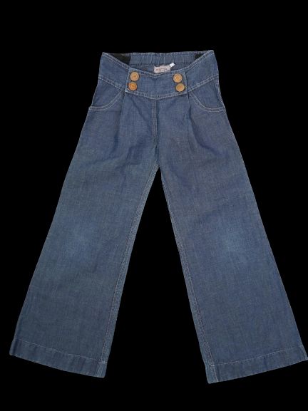 monnalisa blue denim wide-leg pants for kids size 5 excellent