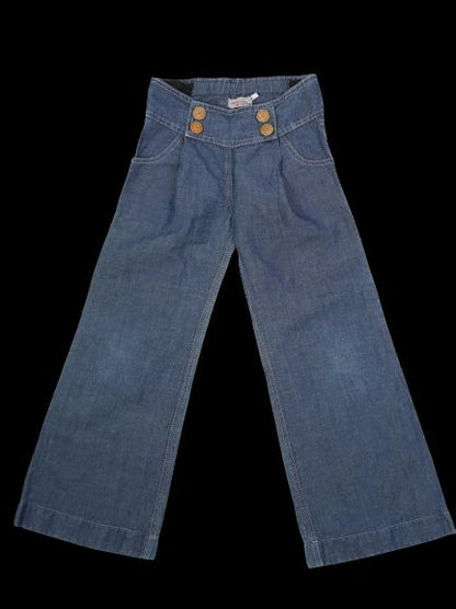 Monnalisa Blue Denim Wide-Leg Pants for Kids Size 5 Excellent