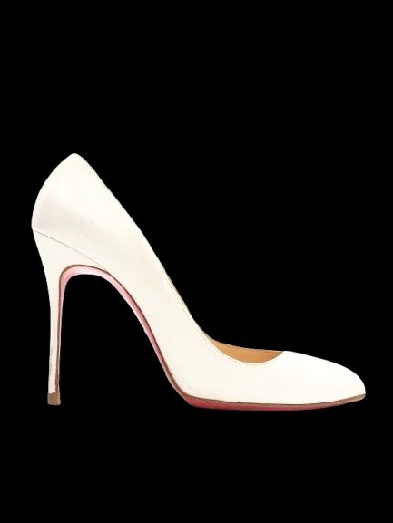 average condition christian louboutin white leather heels size 38