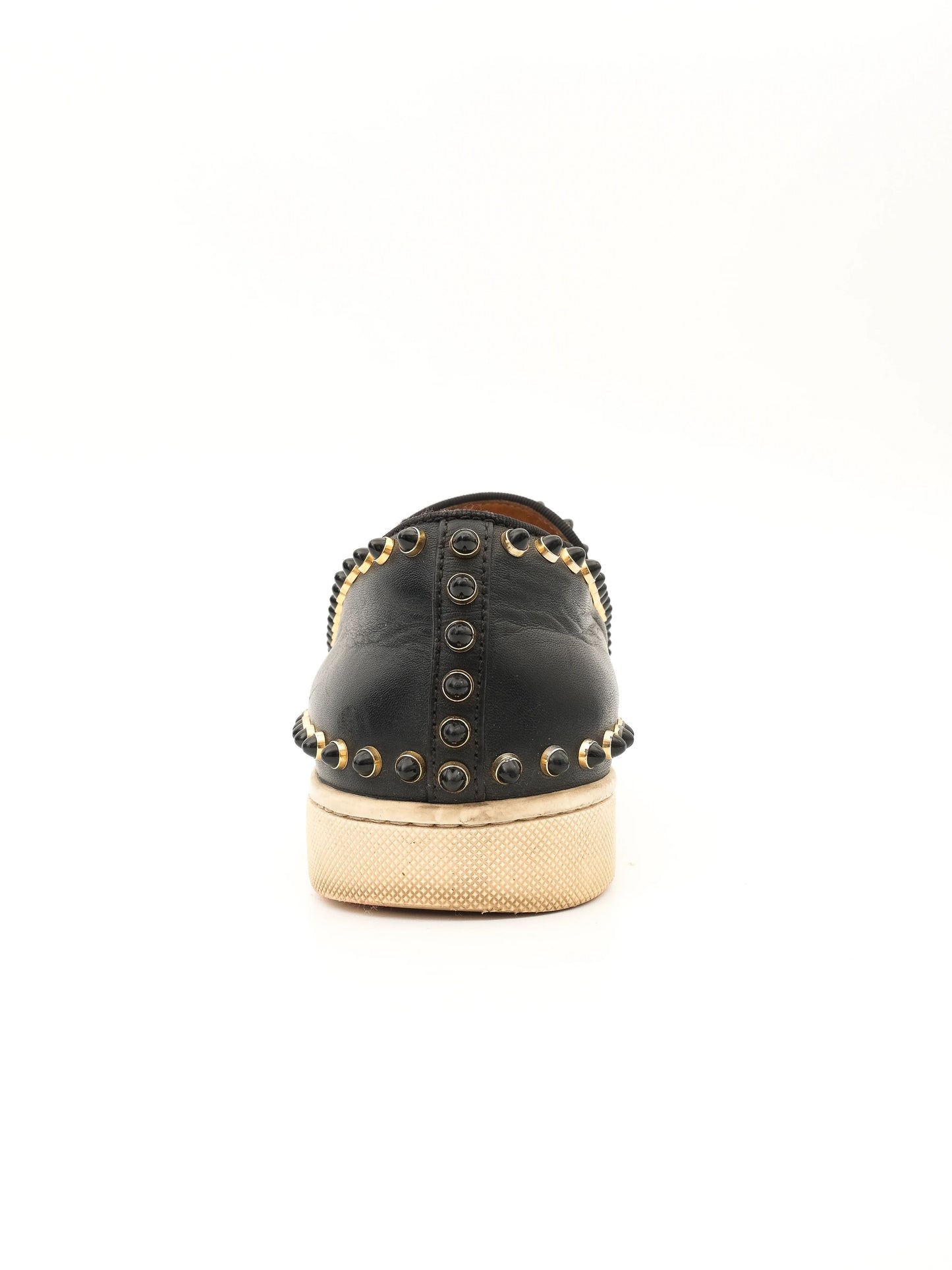 christian louboutin black leather slip-on sneakers size 39