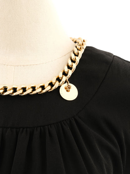 Excellent Elisabetta Franchi Black Dress Size L with Gold Chain Details