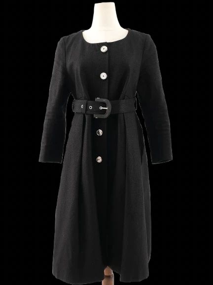 excellent kenzo black buttoned coat with belt size l