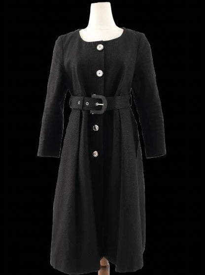 Excellent Kenzo Black Buttoned Coat with Belt Size L