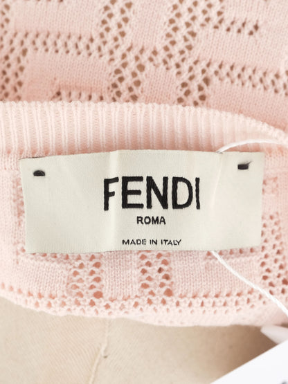 Excellent Fendi Pink Short Sleeve Knit Top Size XS Viscose