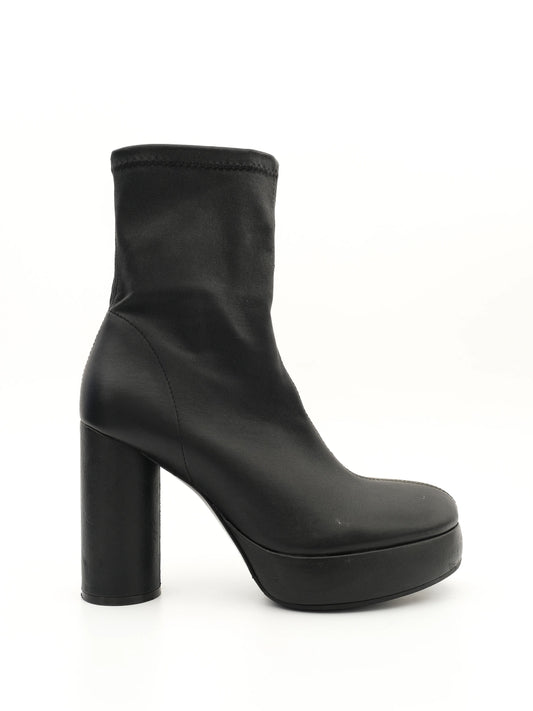 Vic Matie Black Leather High-Heeled Ankle Boots Size 37