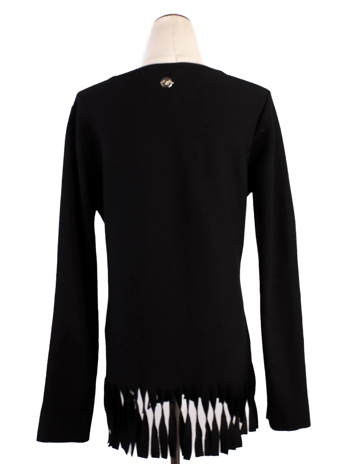excellent blumarine black women's cardigan fringe detail size s