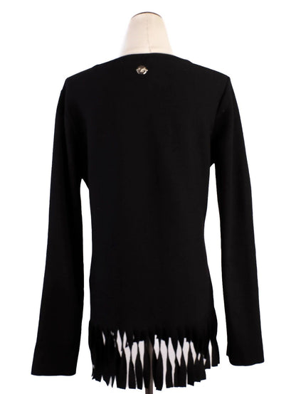 Excellent Blumarine Black Women's Cardigan Fringe Detail Size S