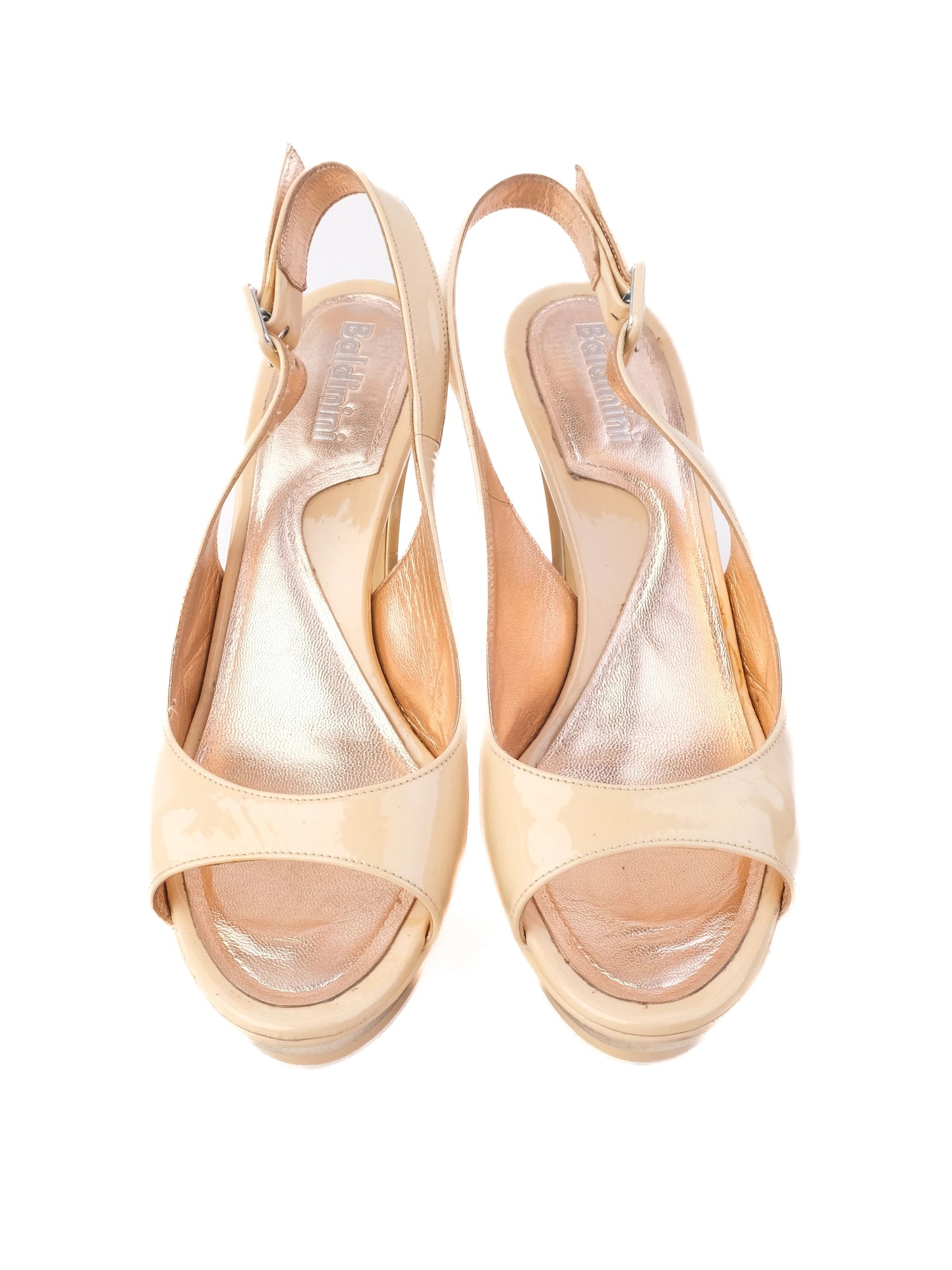 average baldinini white leather high-heeled platform sandals size 38