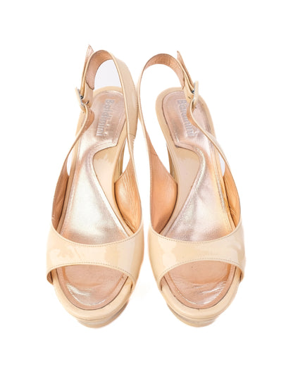 Average Baldinini White Leather High-Heeled Platform Sandals Size 38