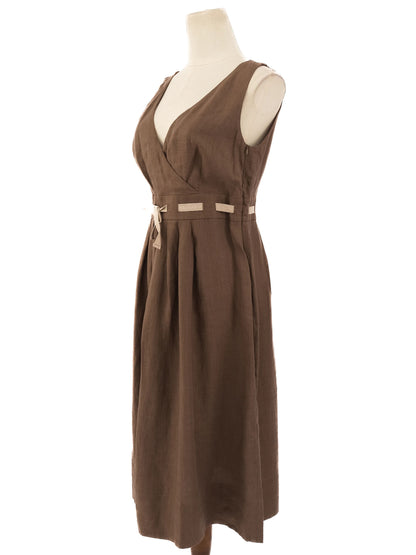 NEW Max Mara Orange Sleeveless Dress Size L with Tied Belt Detail