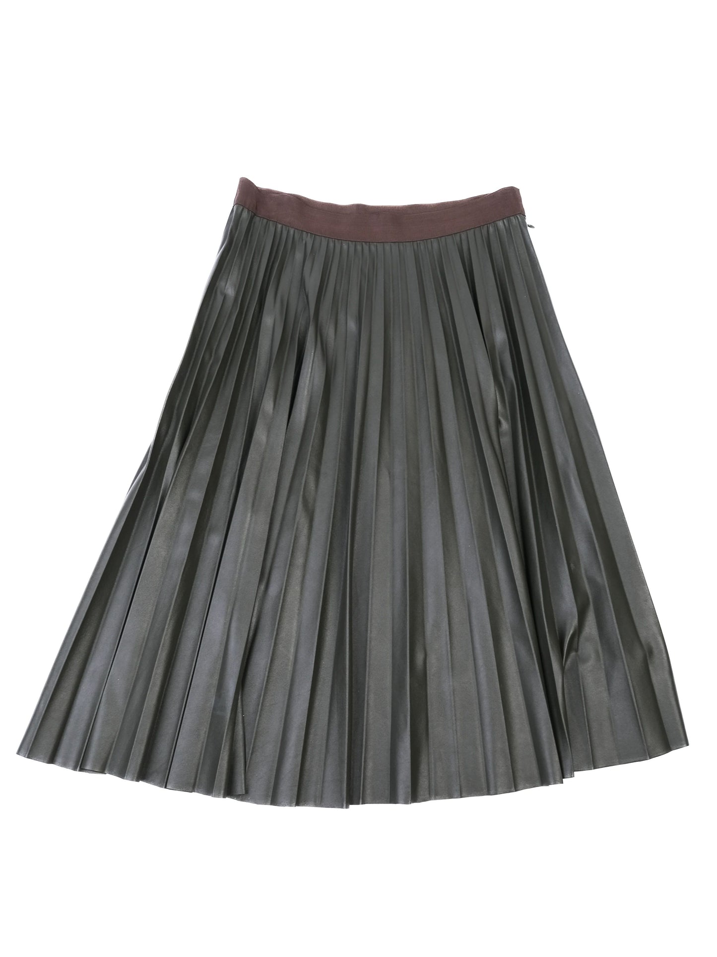 excellent max&co. green pleated skirt faux leather size n/a