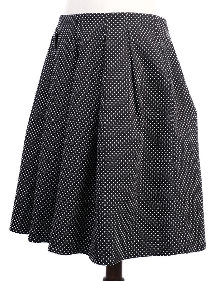 Excellent Marella Black Pleated Skirt M with White Pattern
