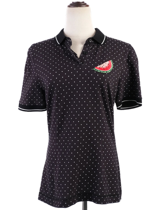 Excellent Dolce Gabbana Women's Blue Polo Shirt Size XL with Design