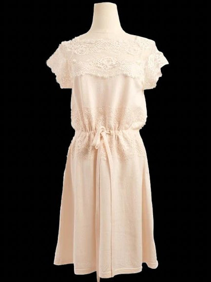 Excellent TWINSET Orange Nylon Dress with Lace Detailing Size M