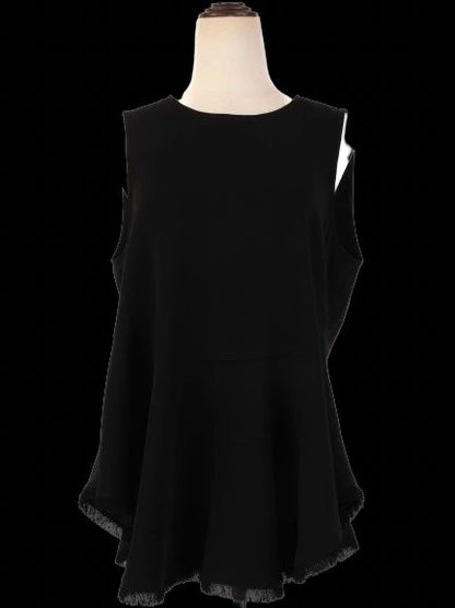 EXCELLENT Elizabeth and James Black Sleeveless Top Size L with Fringe