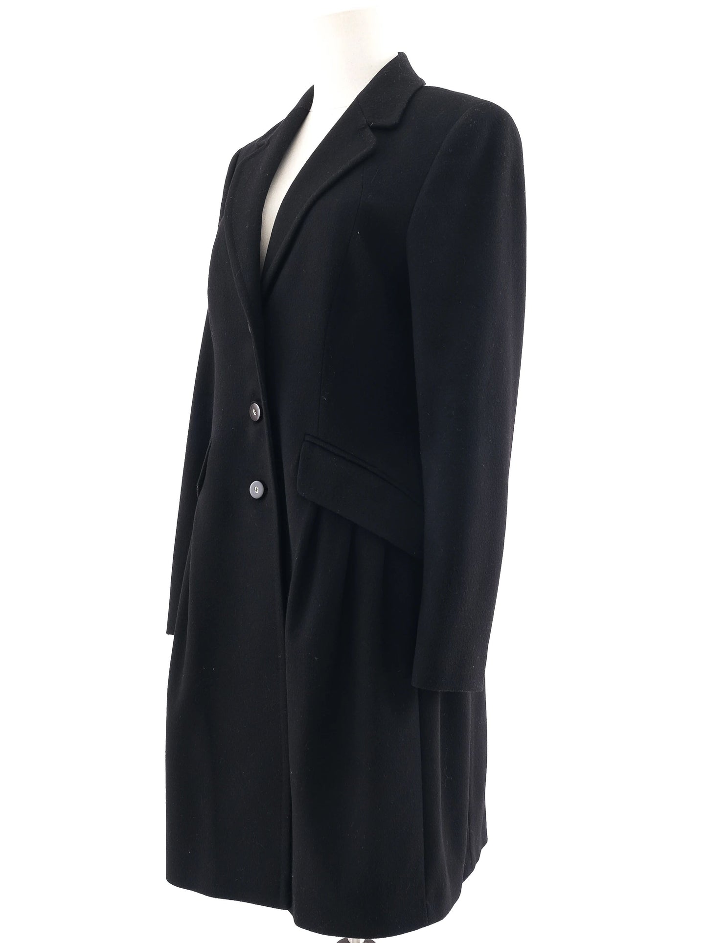 excellent escada black wool coat size m long sleeve tailored fit
