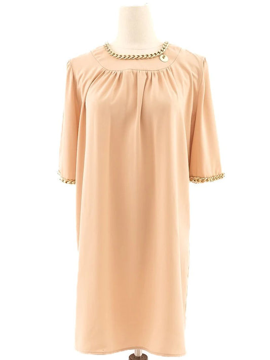 Excellent Elisabetta Franchi Orange Dress Size L with Gold Accents