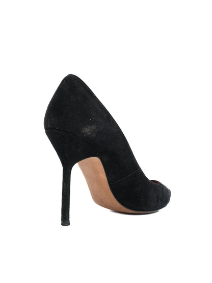 Good Carolina Herrera Black Genuine Suede High-Heeled Shoes Size 37