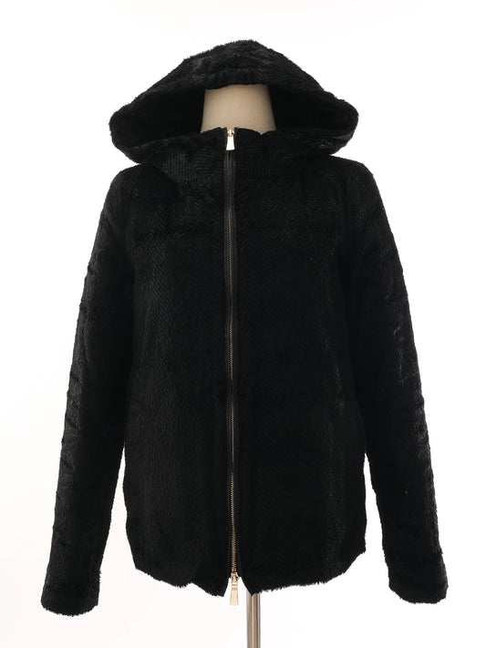 Excellent Marella Black Fur-Textured Jacket with Hood Size M