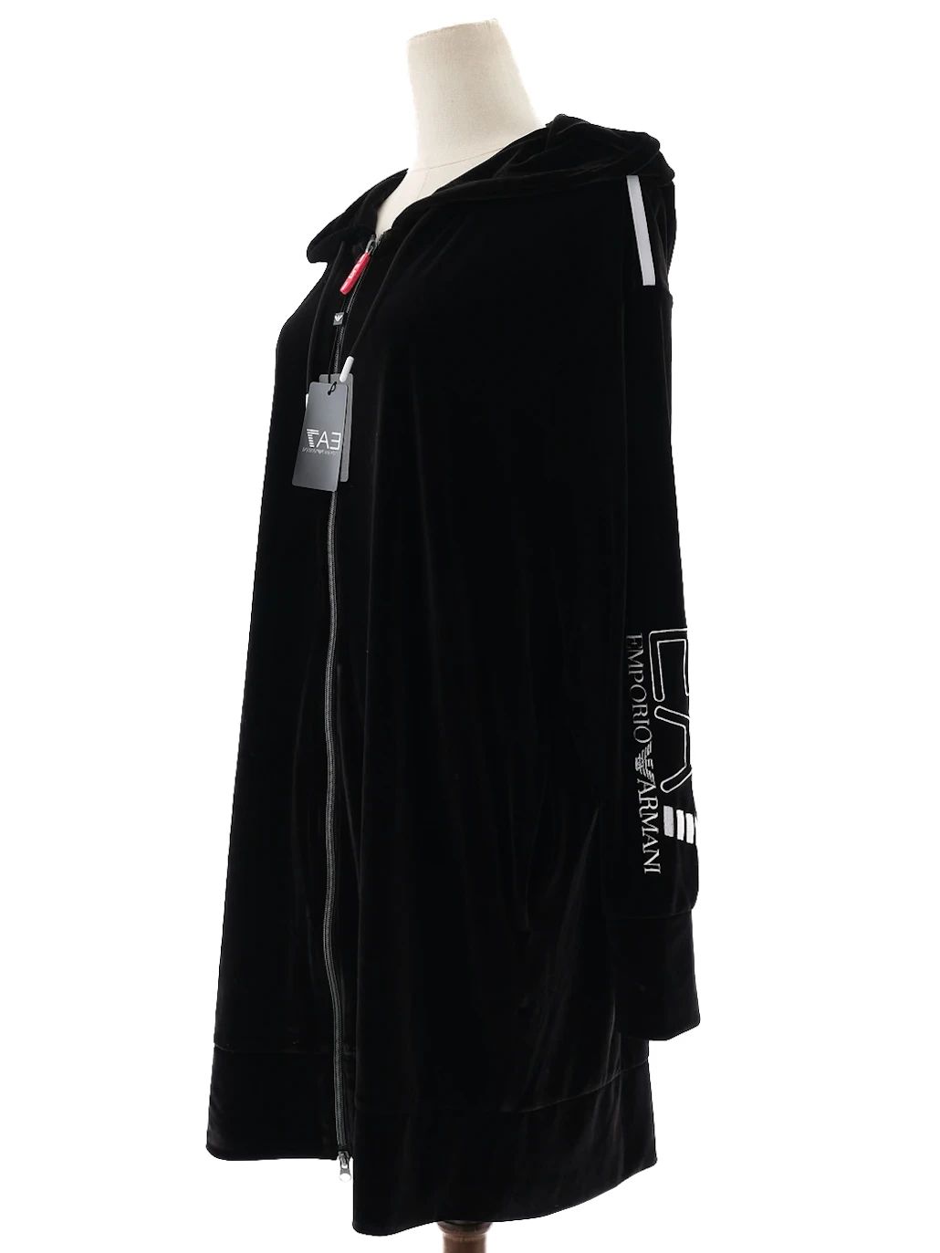 new emporio armani black hooded zip-up coat size xl