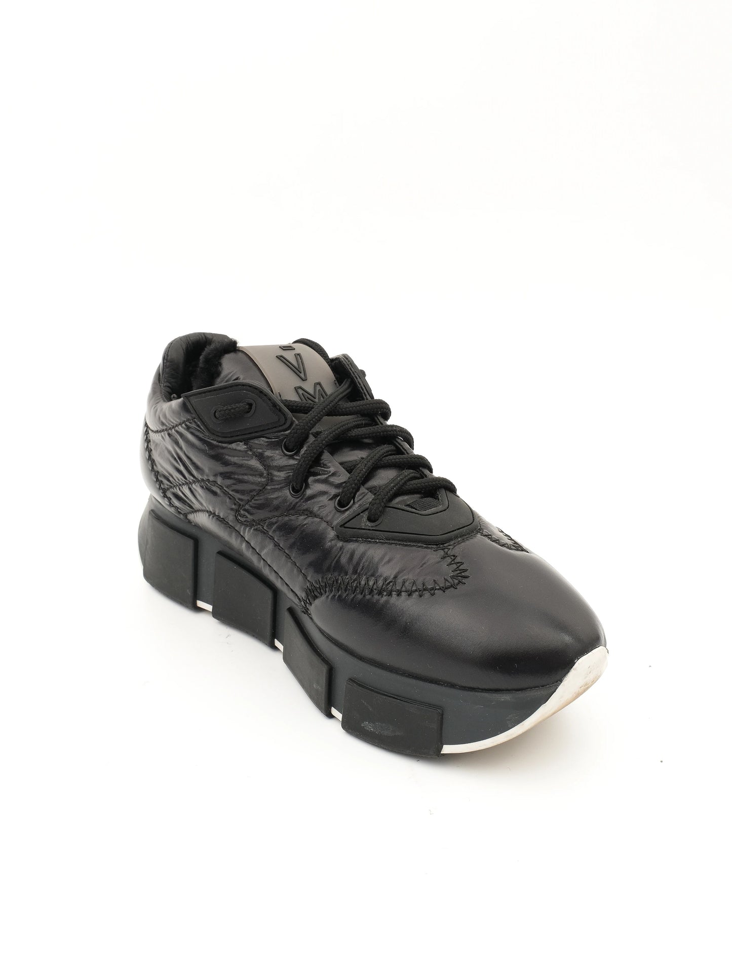 excellent vic matie black leather sneakers size 36 with chunky sole