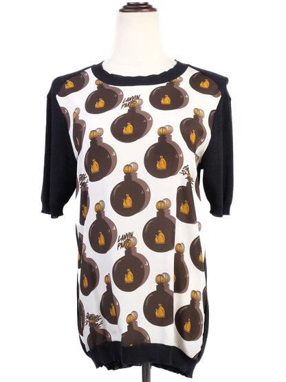 Excellent Lanvin Short Sleeve Sweater Black Combined M Women