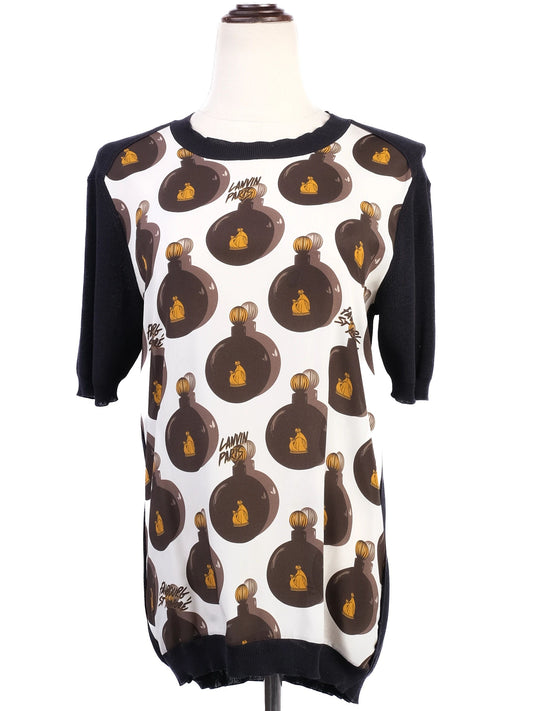 Excellent Lanvin Short Sleeve Sweater Black Combined M Women